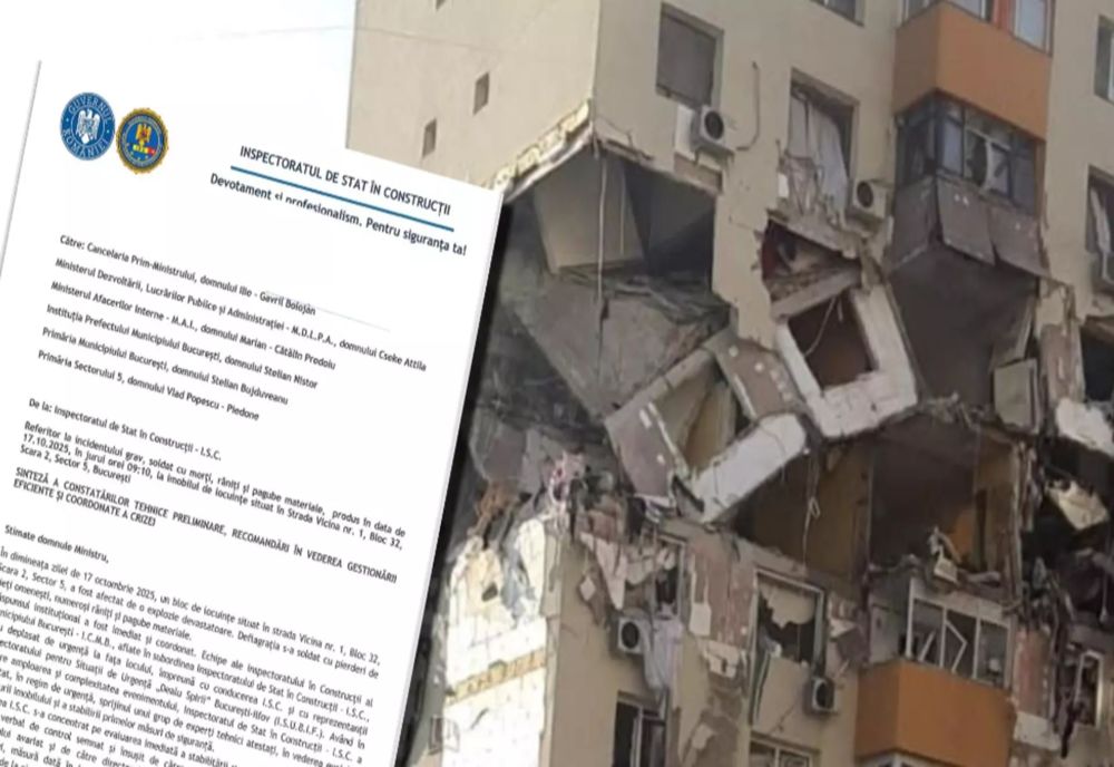 RAPORTUL INSPECTORATULUI DE STAT ÎN CONSTRUCȚII ÎN CAZUL BLOCULUI DIN RAHOVA AFECTAT DE EXPLOZIE - DOCUMENT